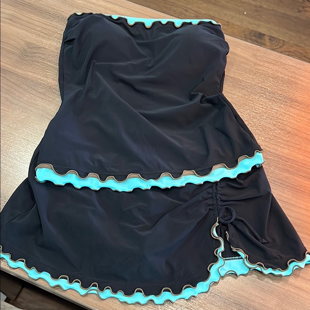 Profile By Gottex Black Swimdress with Aqua Trim